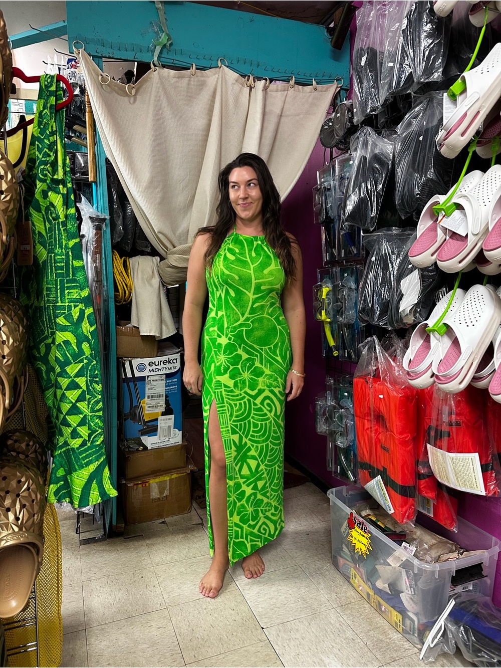 TAV Pacific, Terii Long Dress, Vibrant Green Floral Maxi Dress